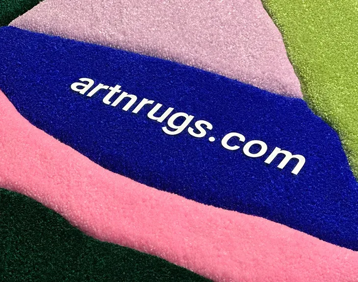 Close-up of the dense pile and color boundaries.