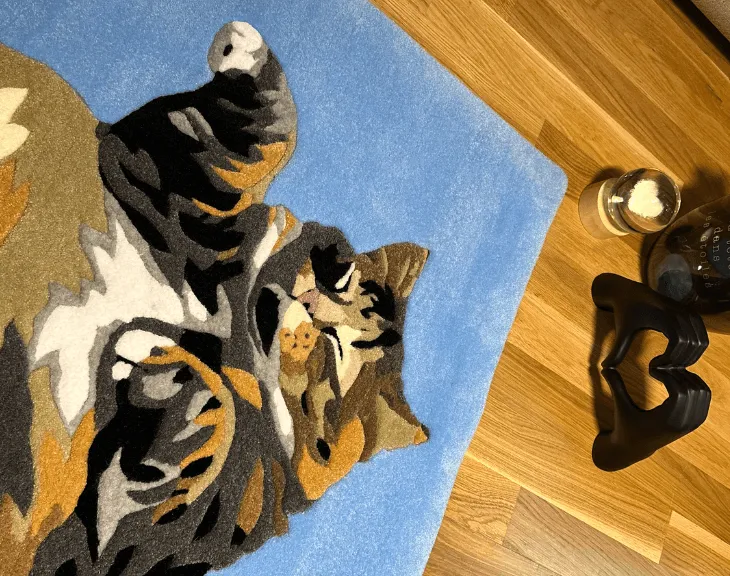 Close-up of the tufted tail and paws.