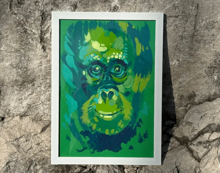 Smiling Orangutan, full view of the painting
