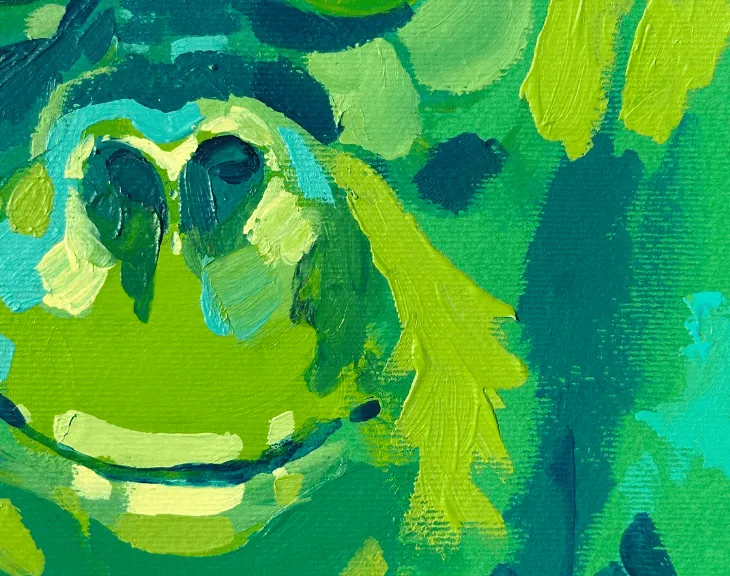 Close-up view of Smiling Orangutan painting 2