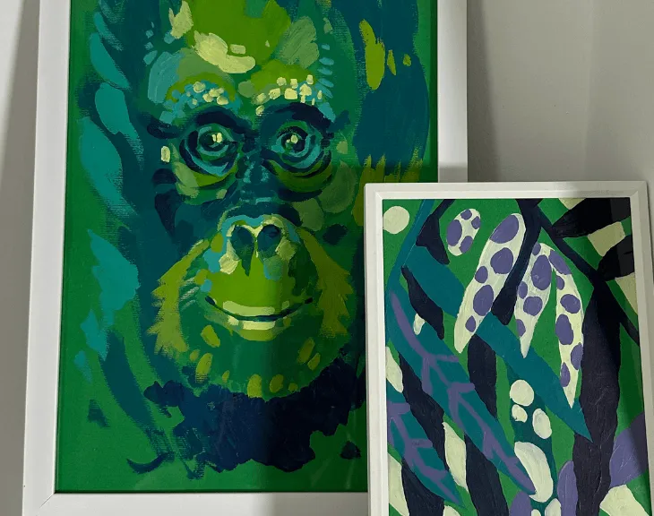Close-up view of Smiling Orangutan painting 6