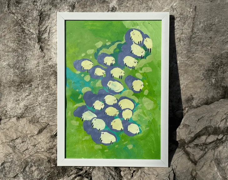 Sheep in the Field Painting 1