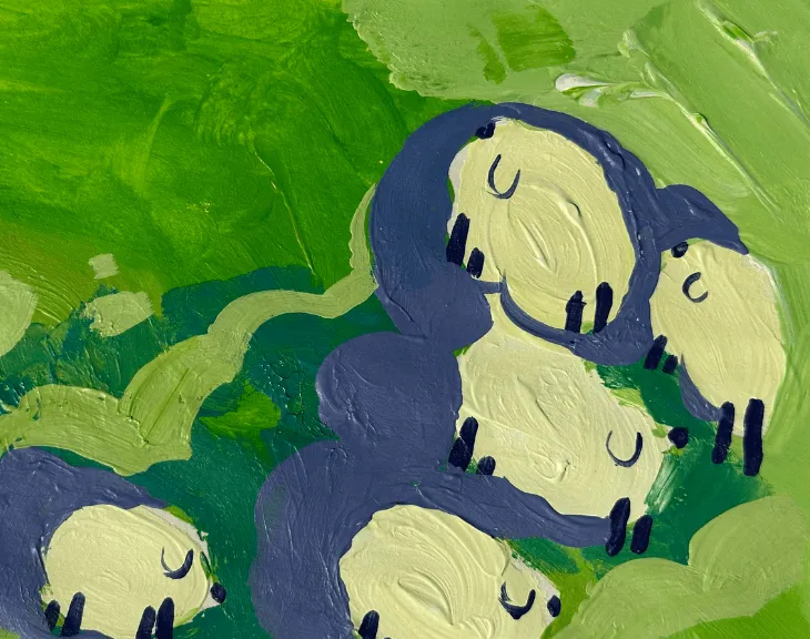 Sheep in the Field Painting 2