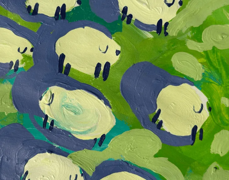 Sheep in the Field Painting 3