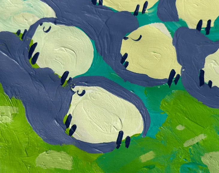 Sheep in the Field Painting 5