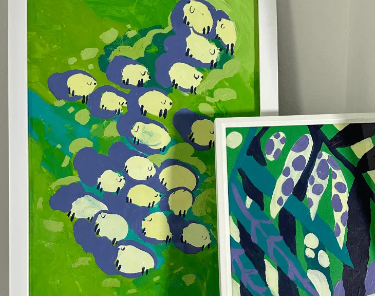 Sheep in the Field Painting 6