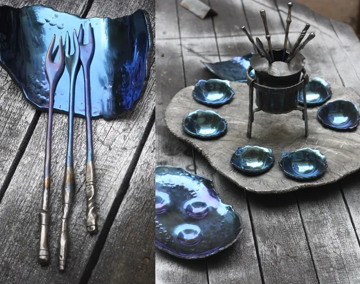 Kseniia Derr in the studio with her paintings and tufted rugs., 6 / 22