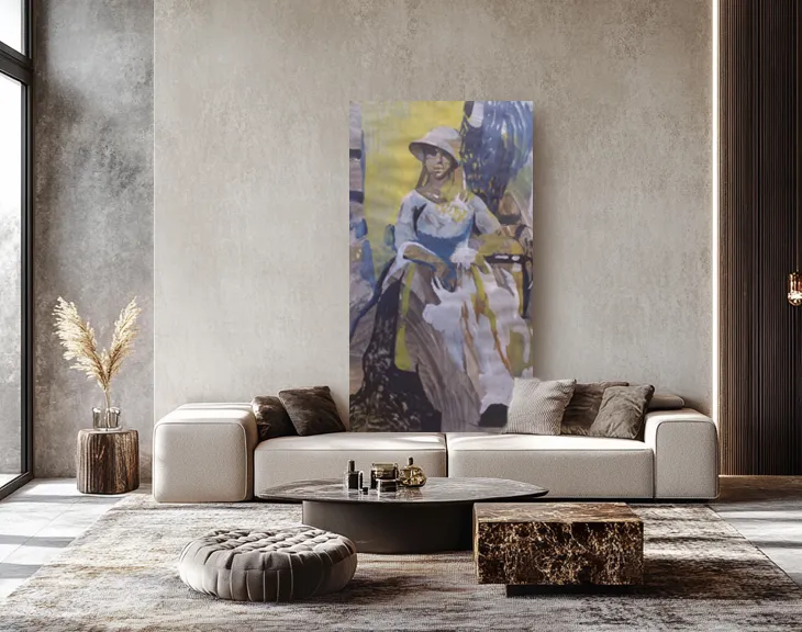 Lady in the Garden painting